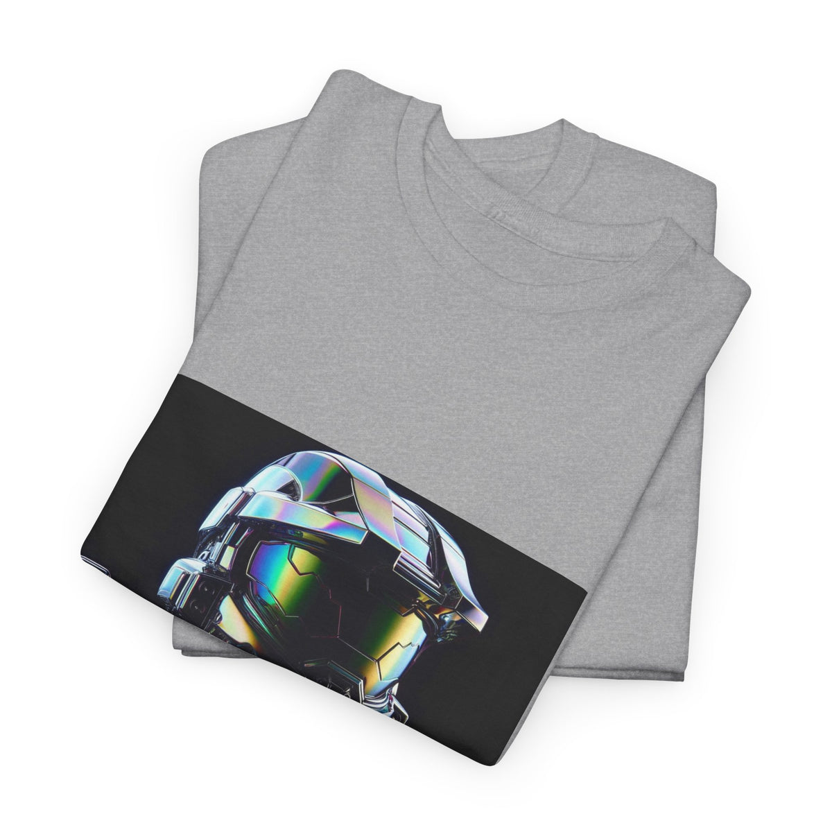Holographic Cybernetic Sentinel Chrome Helmet Tee