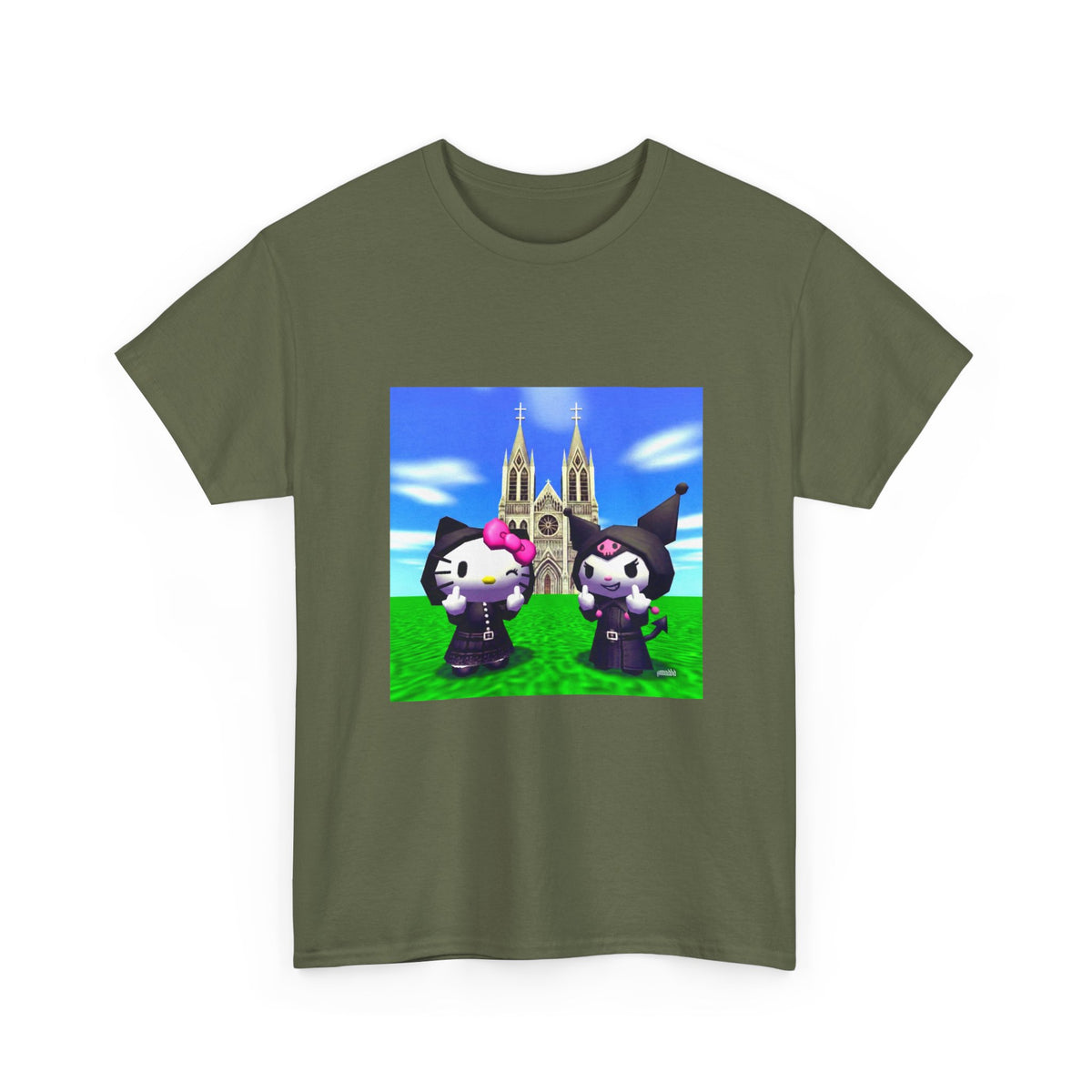 Goth Hello Kitty Kuromi Flipping Off Church
