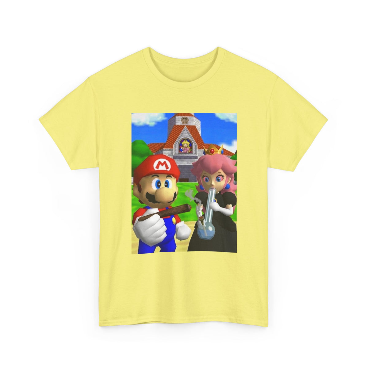 Mario and Peach Puffing Outside Castle