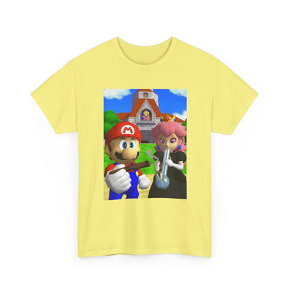 Mario and Peach Puffing Outside Castle