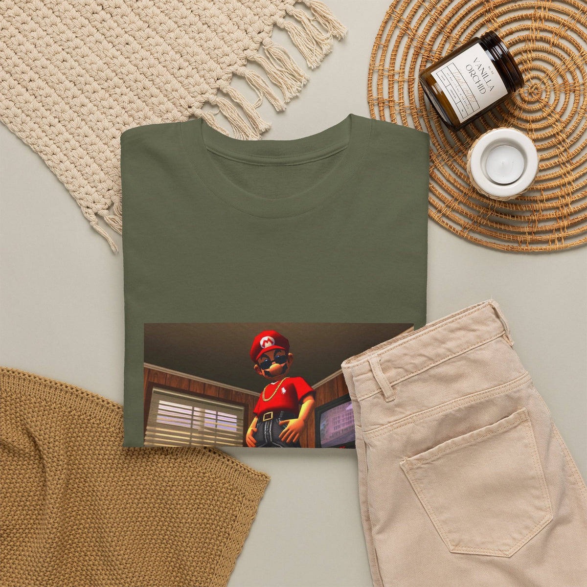 Gangster Mario Chillin' In The Crib Tee