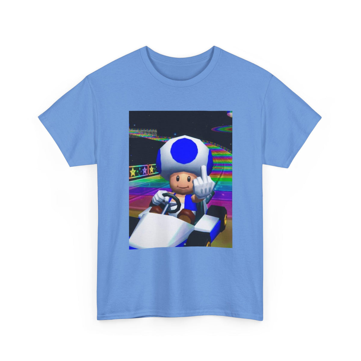 Blue Toad Flipping Off On Rainbow Road Tee