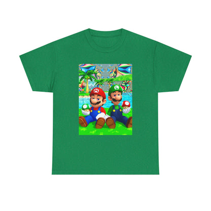Mellow Mario And Luigi With Mushrooms Tee