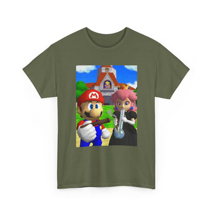 Mario and Peach Puffing Outside Castle