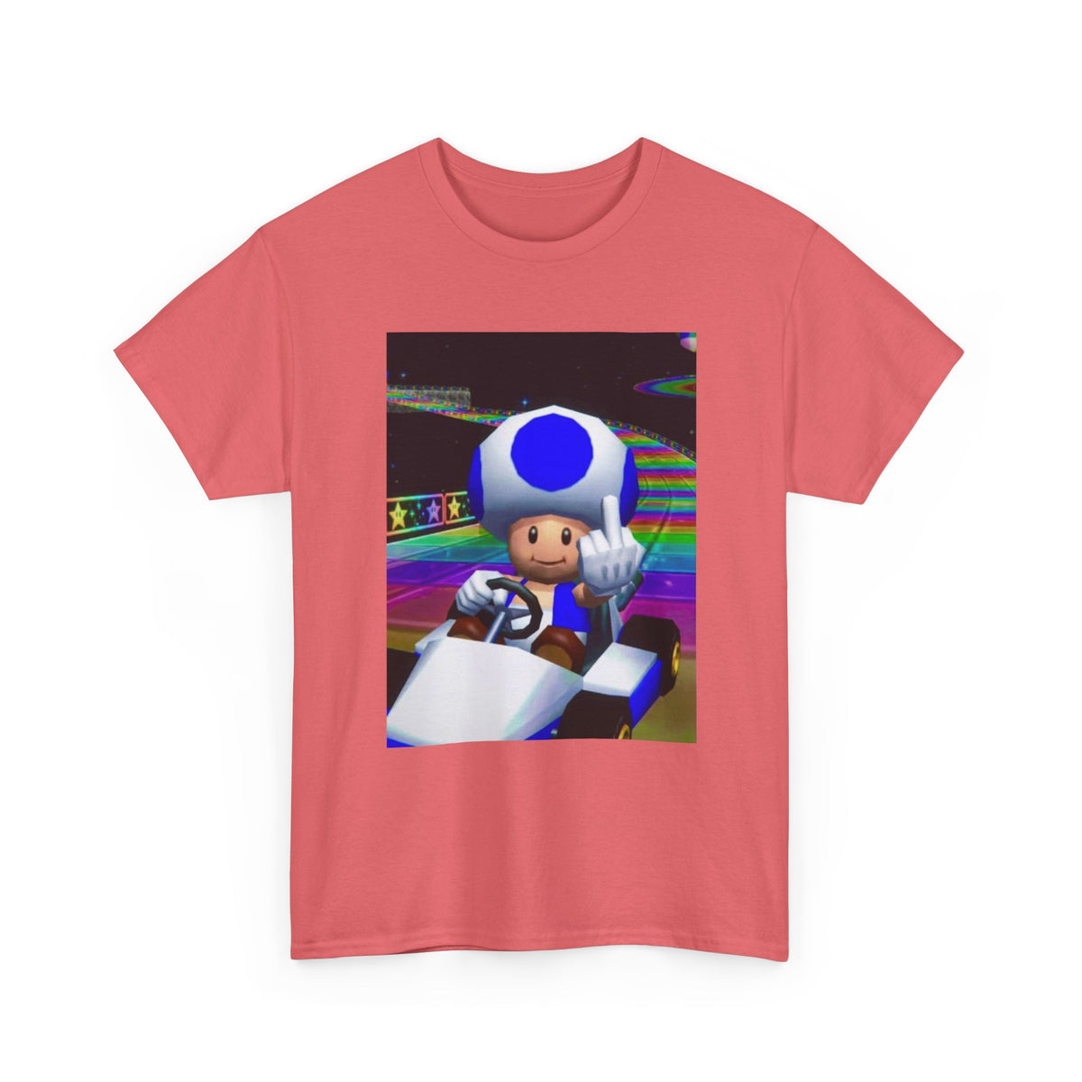 Blue Toad Flipping Off On Rainbow Road Tee
