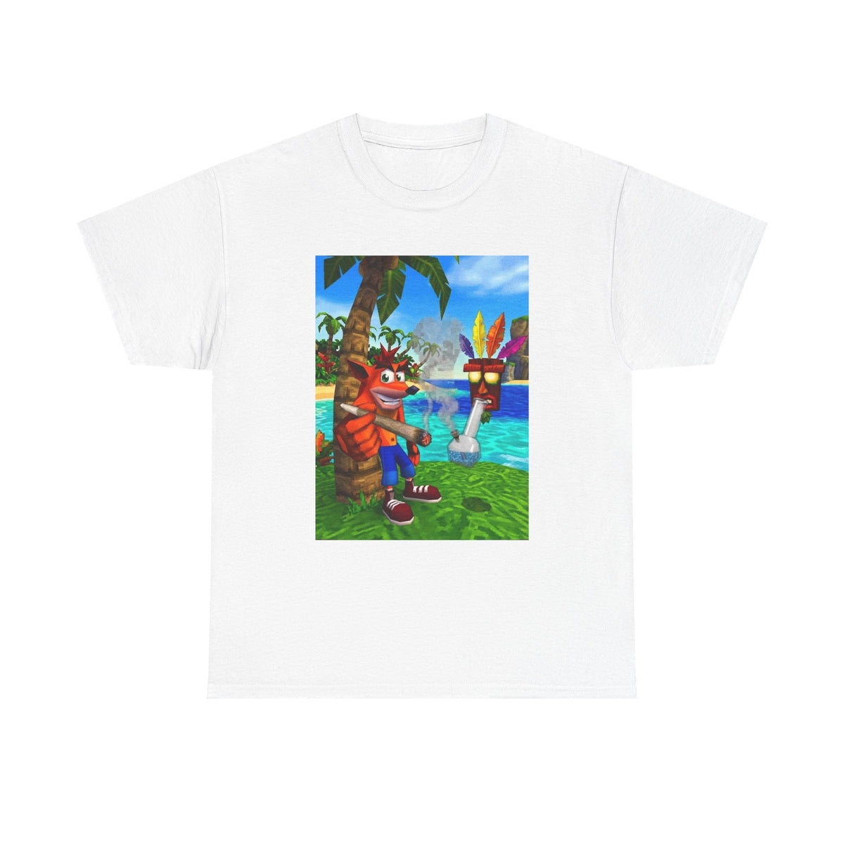 Crash Bandicoot Smoking With Aku Aku Tee