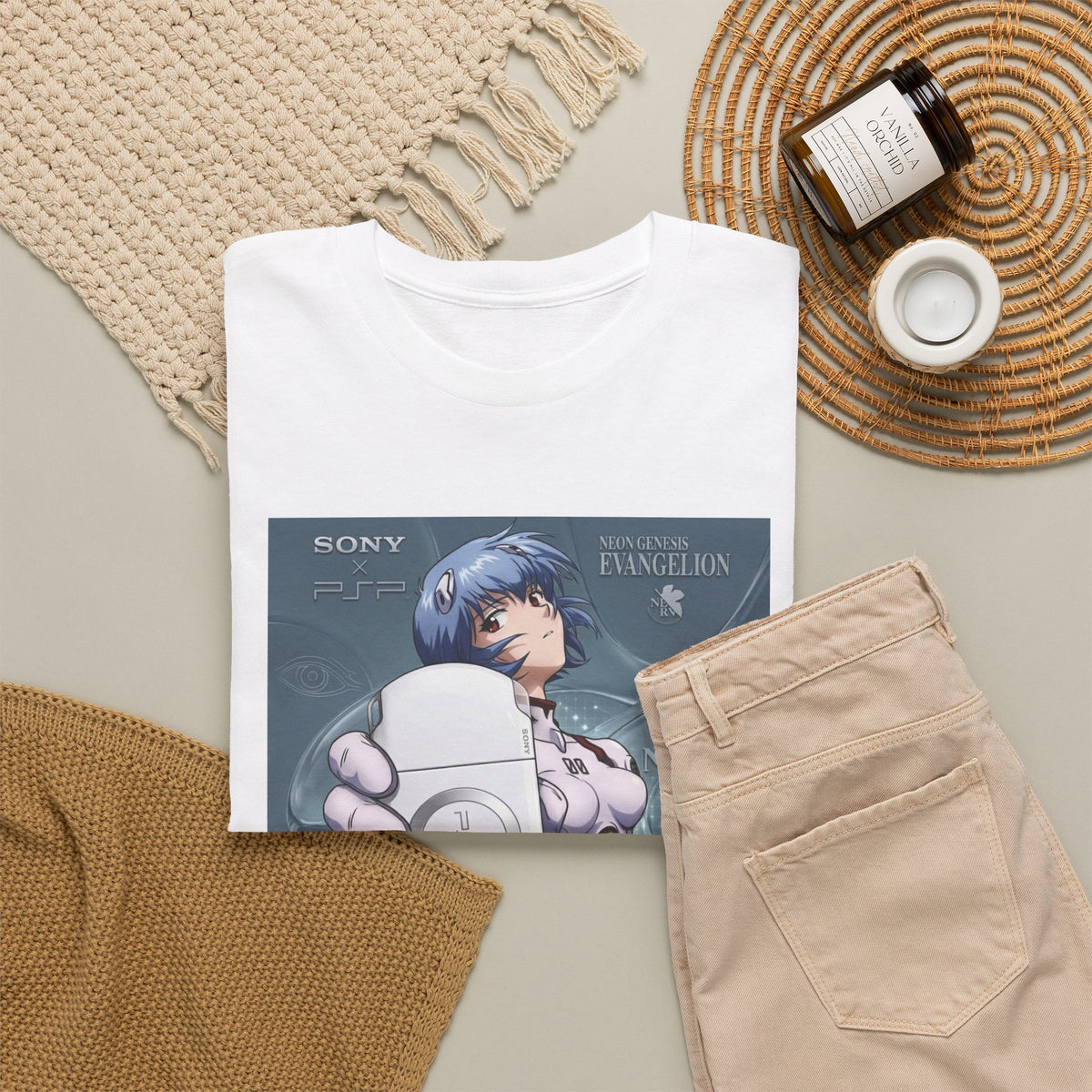 Rei Ayanami Holds PSP Collaboration Tee