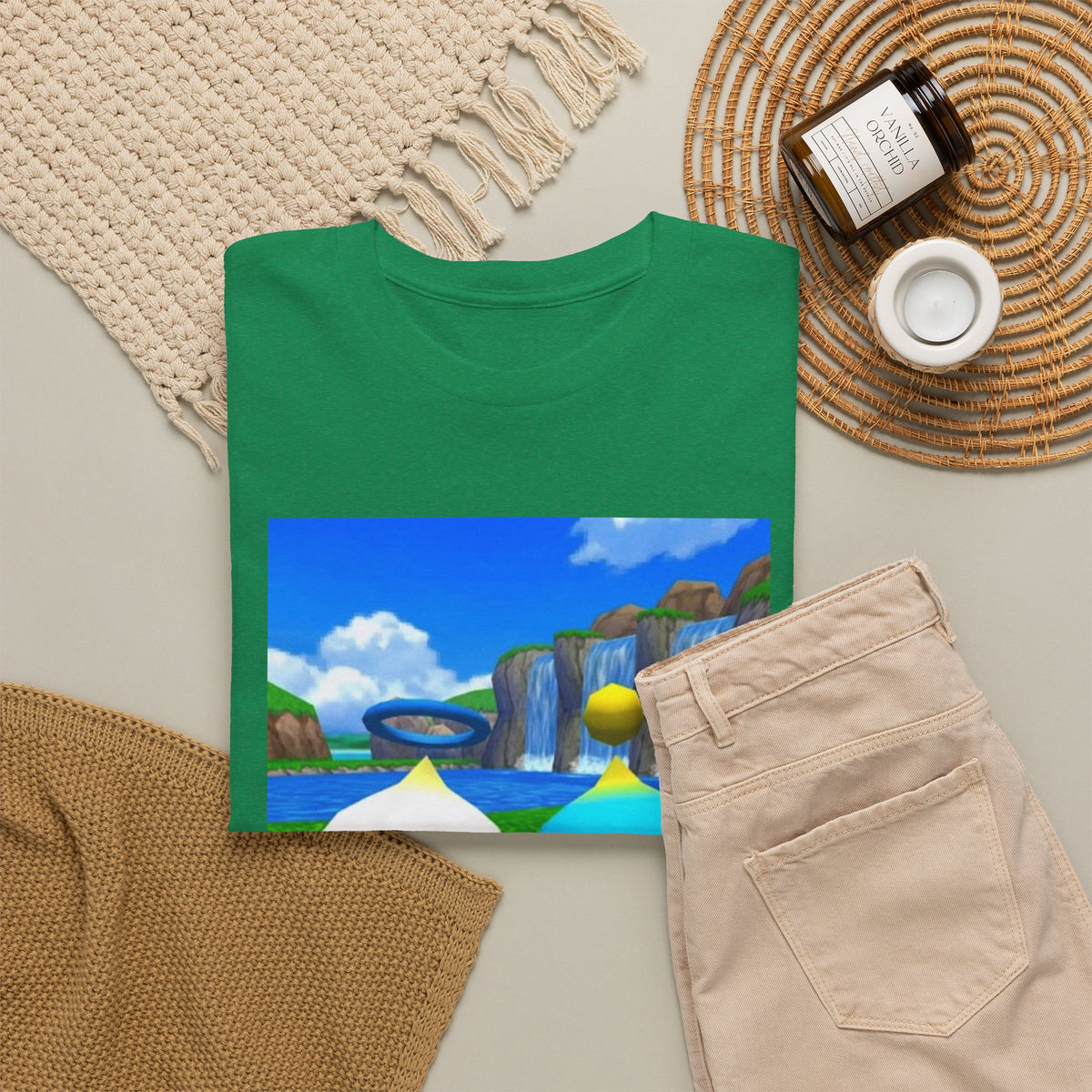 Chao Flipping Off On Green Hills Tee