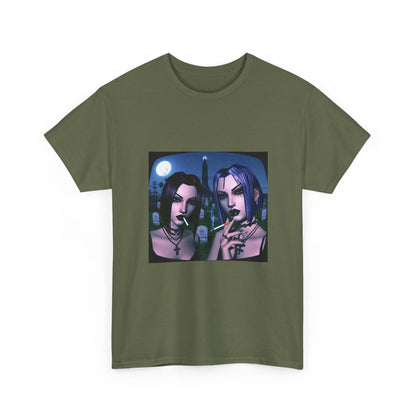 Gothic Gals Smoking In Cemetery Tee