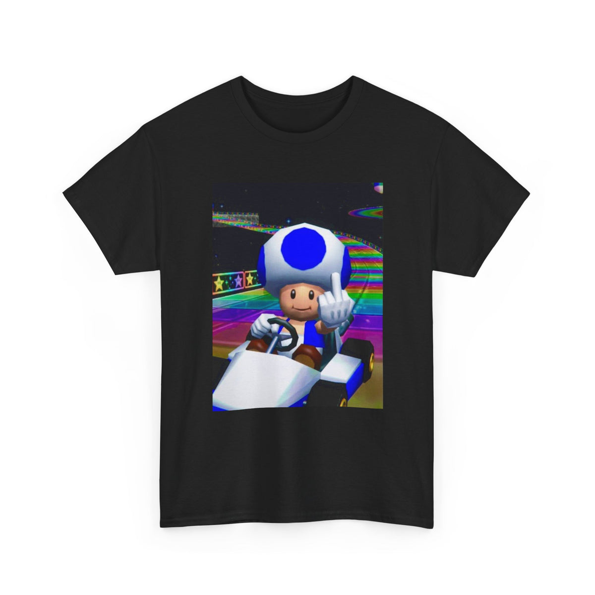 Blue Toad Flipping Off On Rainbow Road Tee