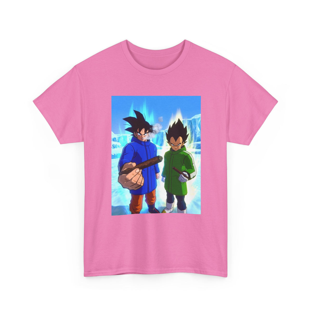 Goku And Vegeta Smoking In Snowy Scene Tee