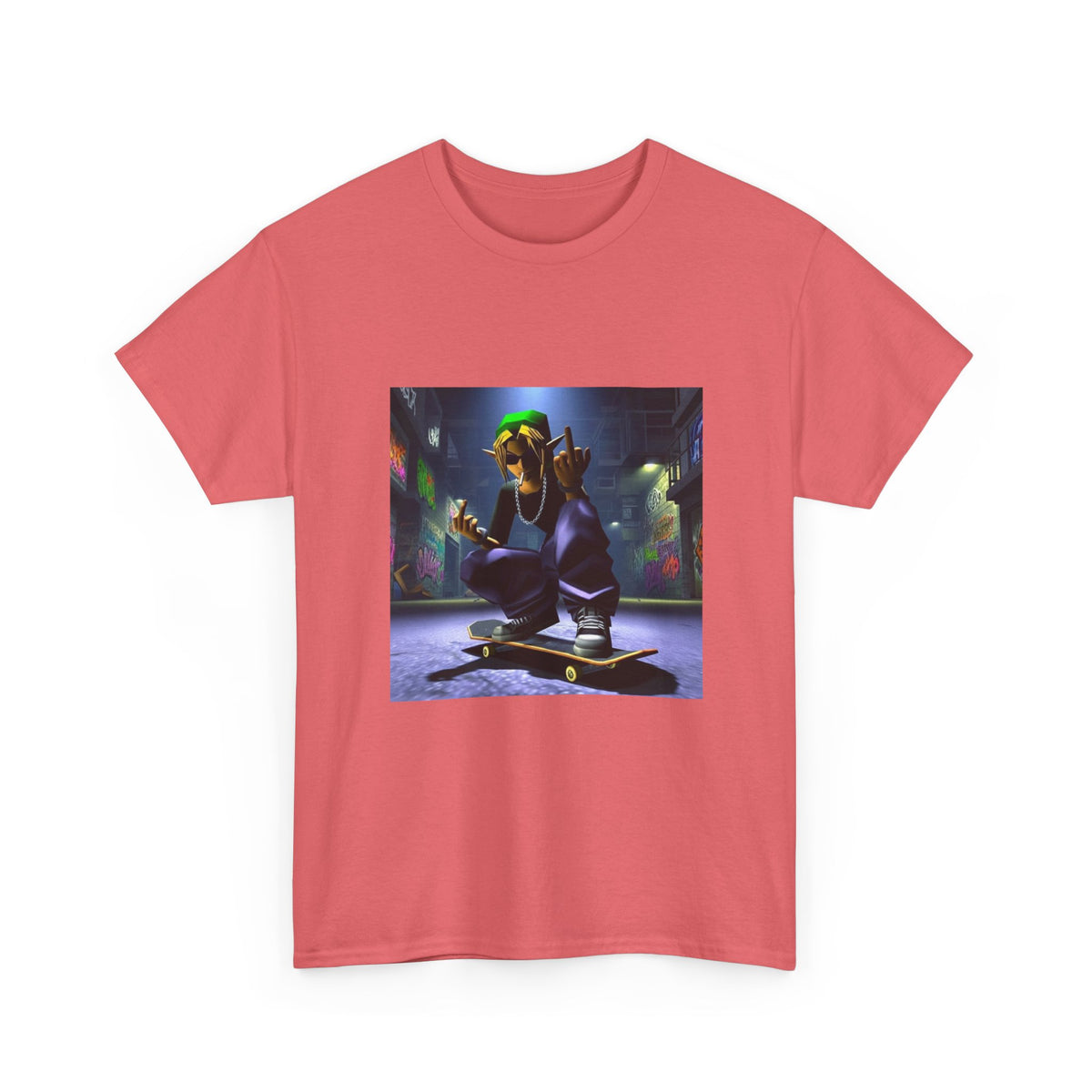 Edgy Ocarina Link Skater Flipping Off Tee