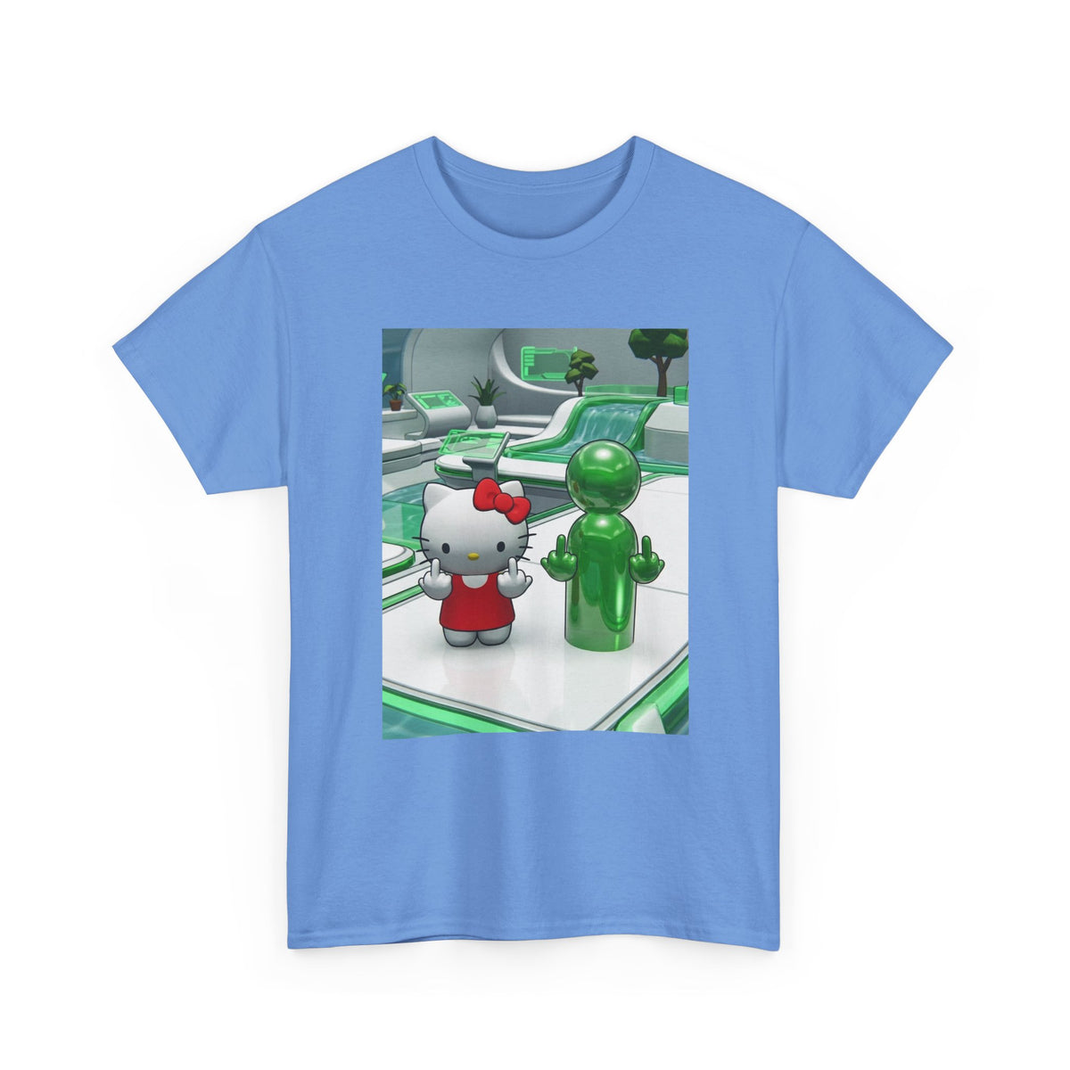 Cute Kitty And Green Dude Flipping Off