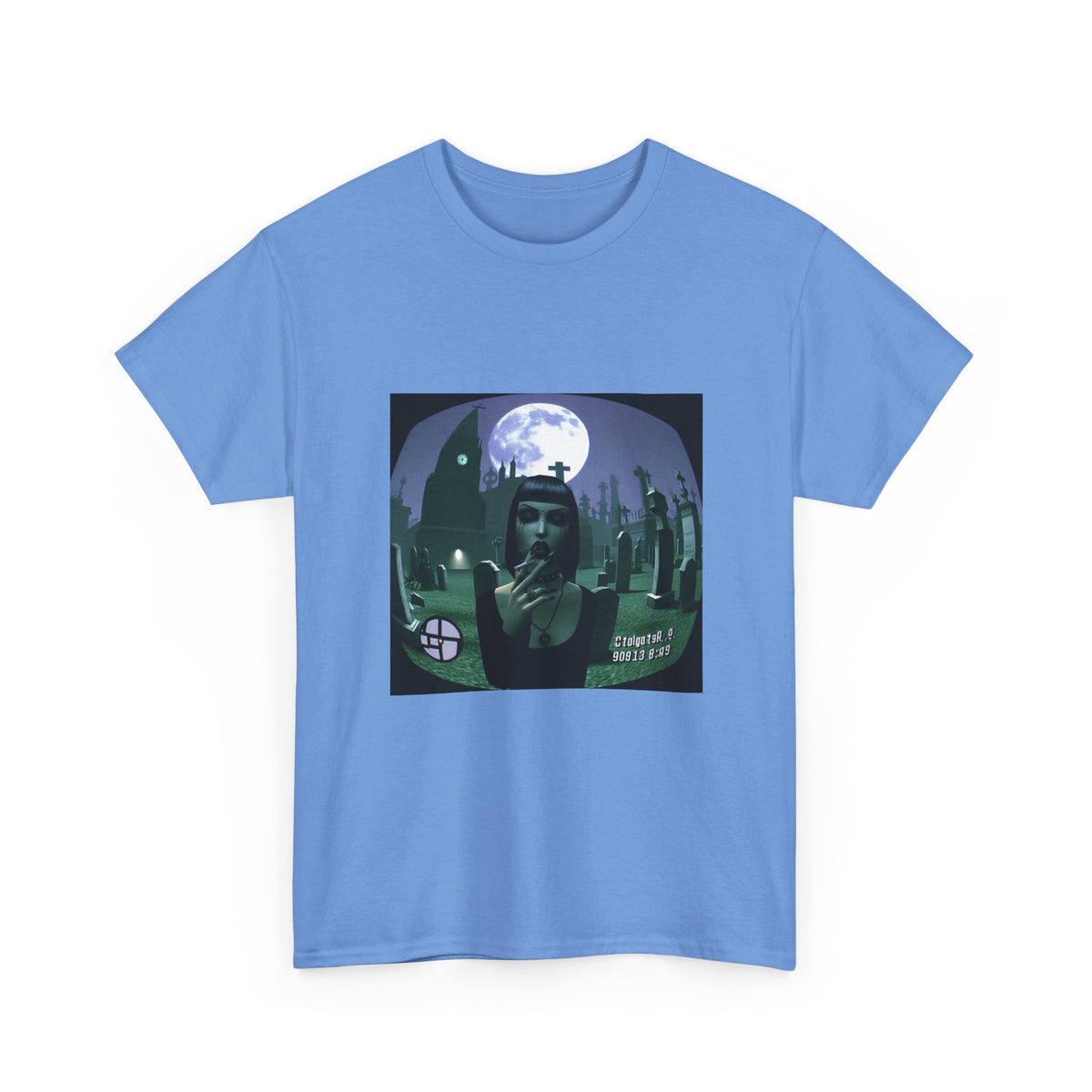 Goth Sim Smoking In Cemetery Moonlight Tee