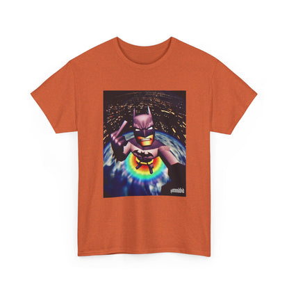 Pixel Batman Soaring Above Earth Tee