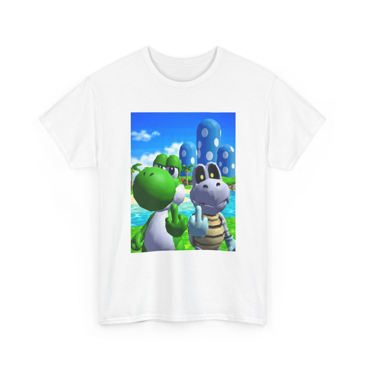 Yoshi and Dry Bones Flipping The Bird Tee (Design 4)