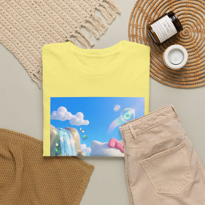 Kitty Flips The Bird In Dreamy Landscape Tee