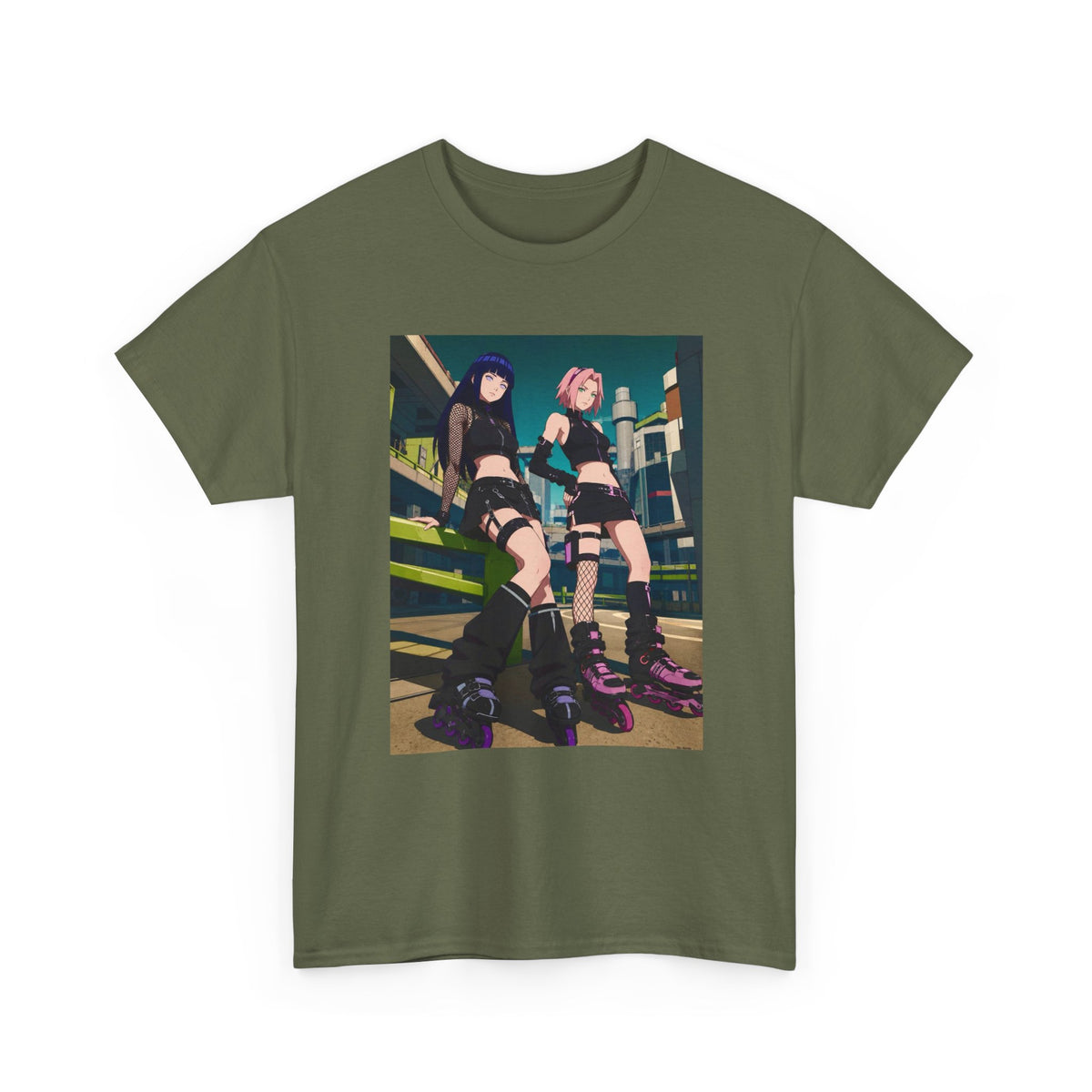 Anime Rollerblade Duo On City Street Tee