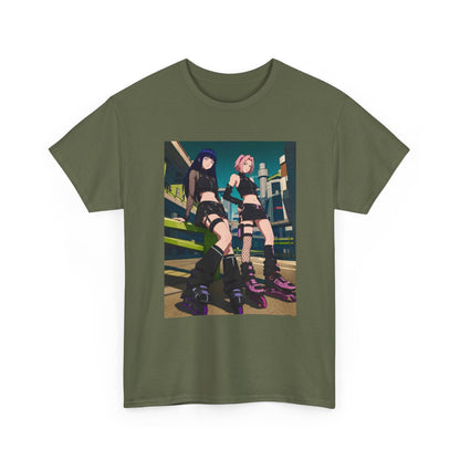 Anime Rollerblade Duo On City Street Tee