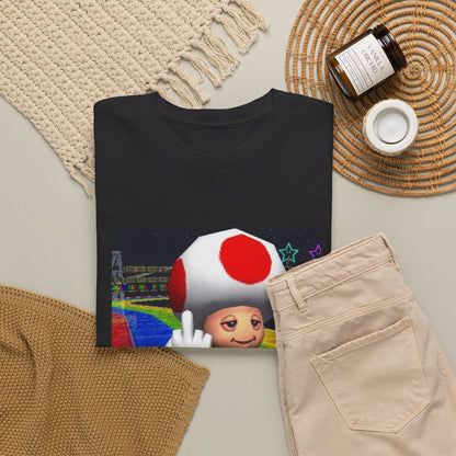 Stoned Toad Driving Kart Flipping Bird