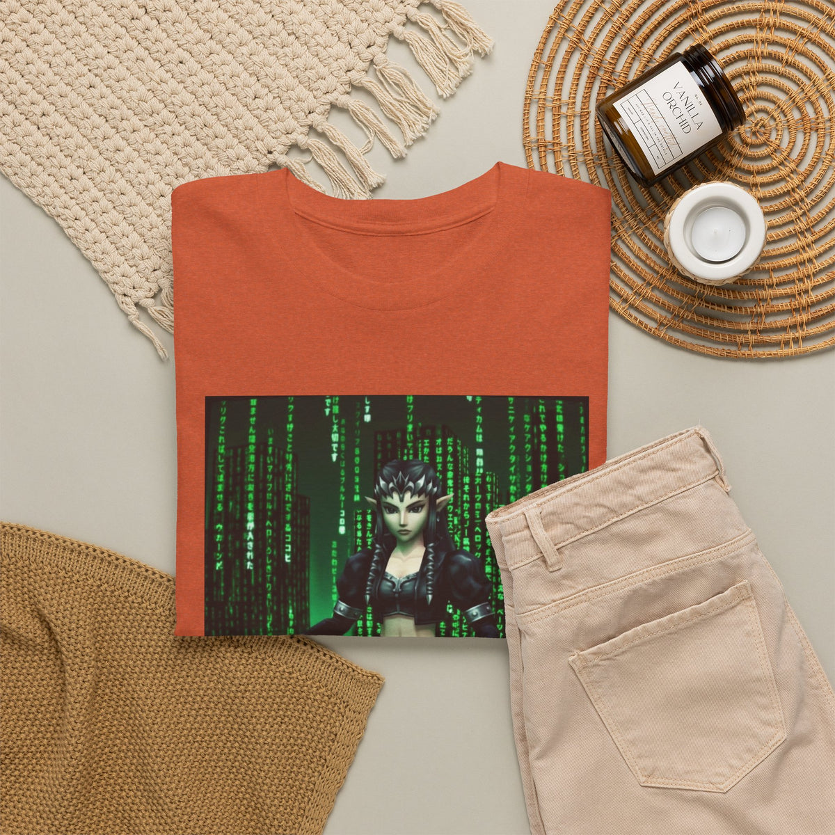 Cyberpunk Elf Queen In The Matrix City Tee