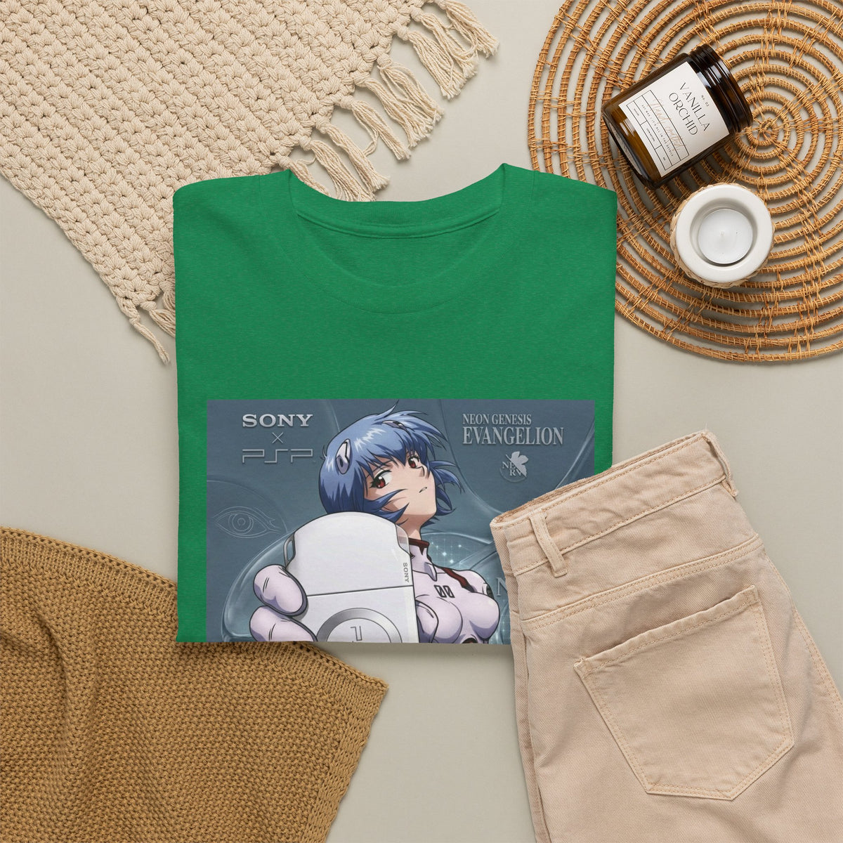 Rei Ayanami Holds PSP Collaboration Tee