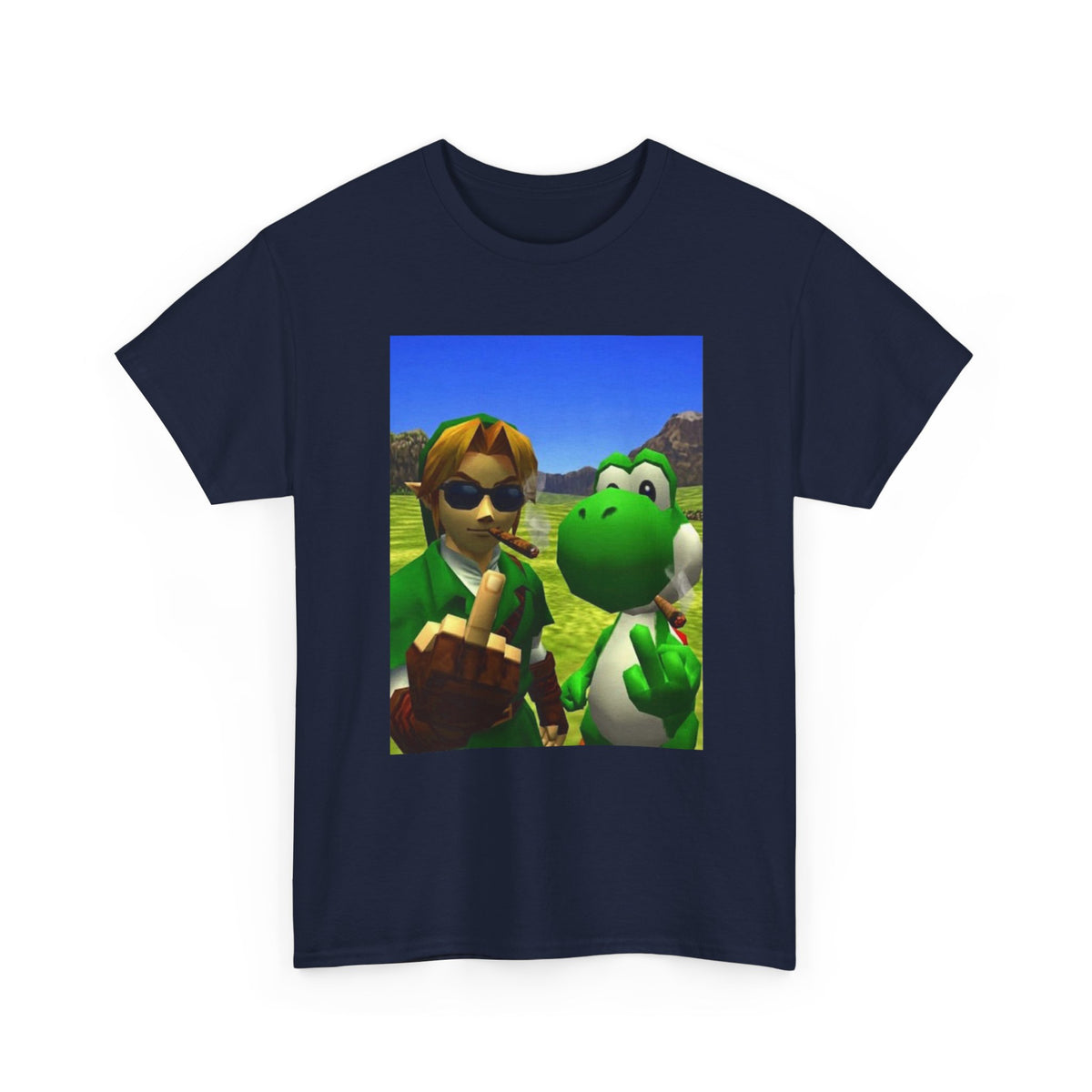 Link And Yoshi Smoking With Attitude Tee
