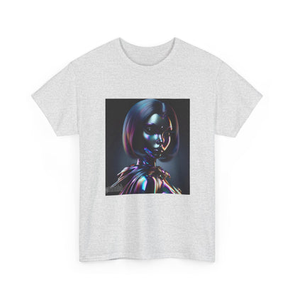 Holographic Cyberpunk Raven Stares Intensively