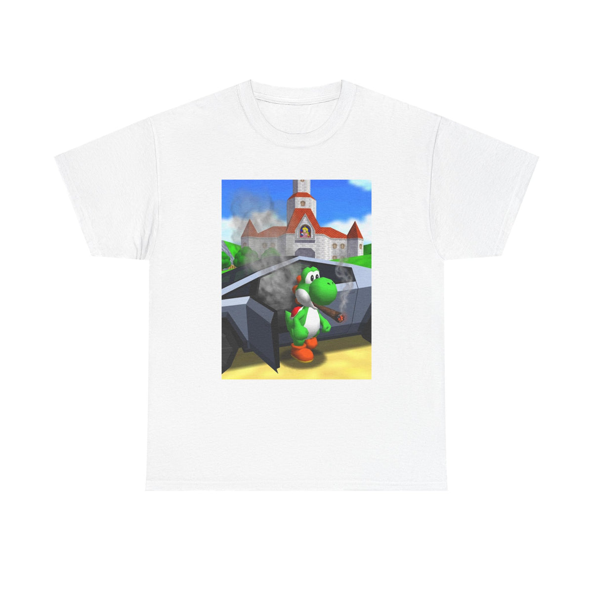 Yoshi Puffing Blunt At Peach's Castle