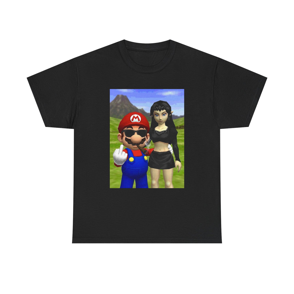 Edgy Mario & Malon Flipping Off Tee