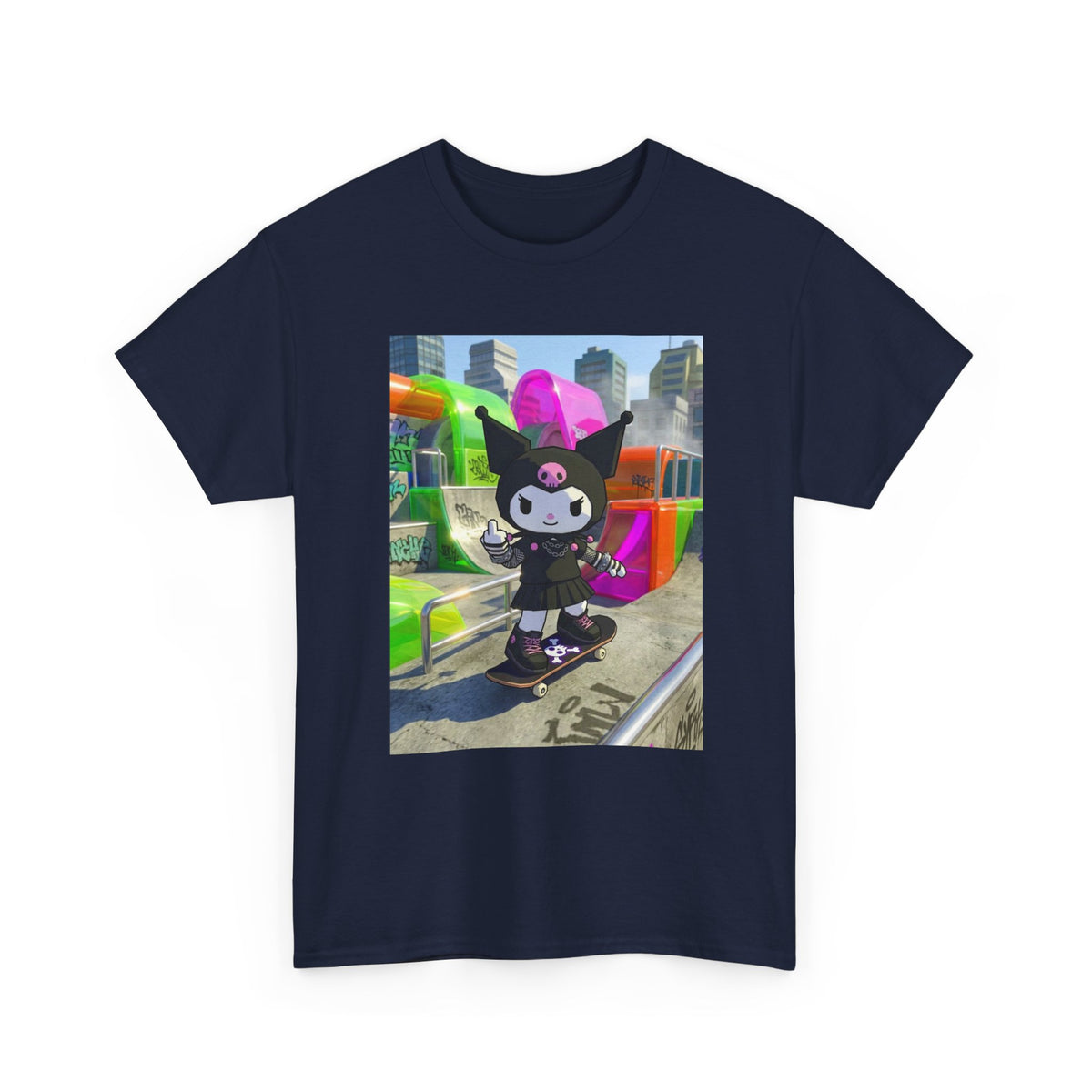 Skater Kuromi Giving The Finger Tee