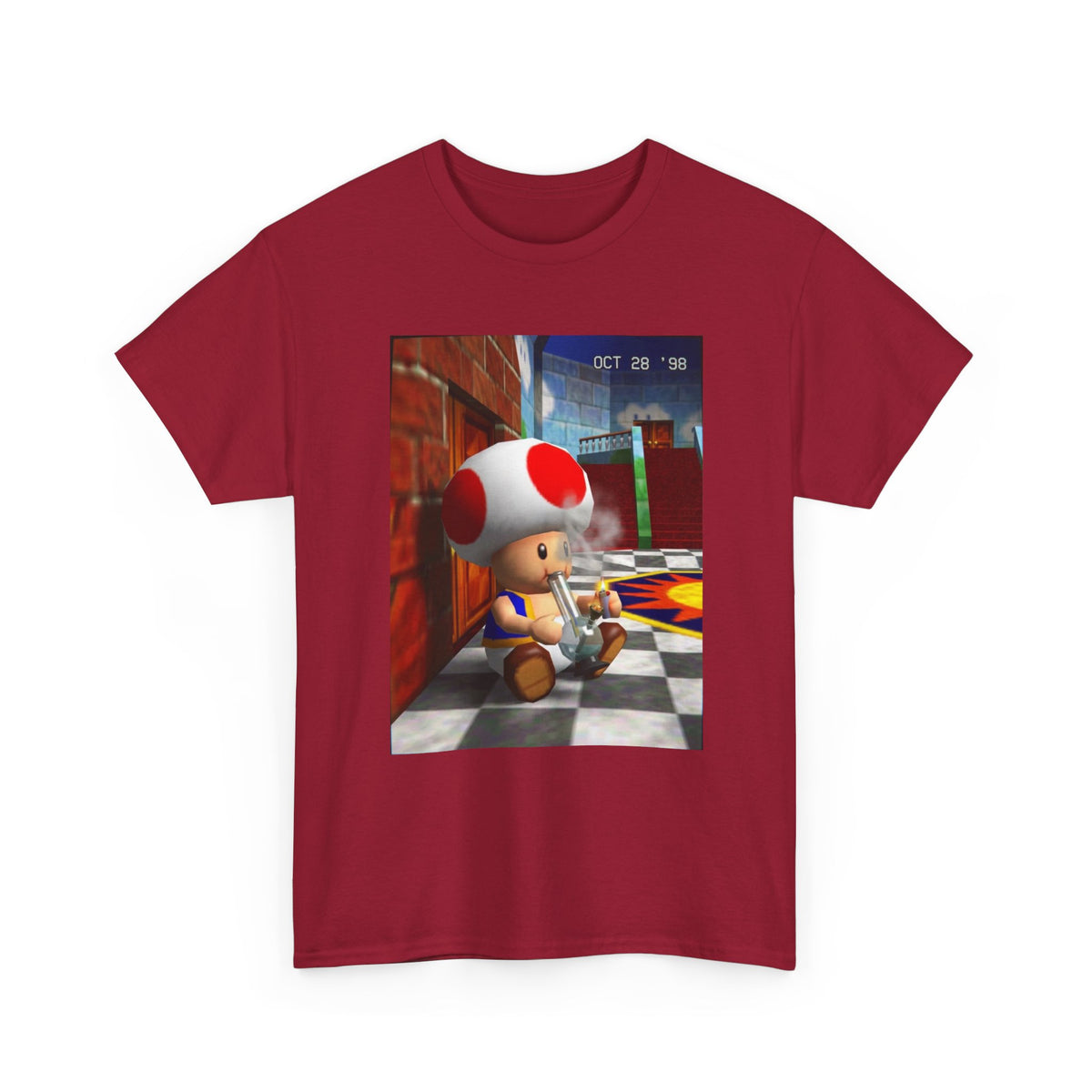 Toad Hitting Bong In Retro World Tee