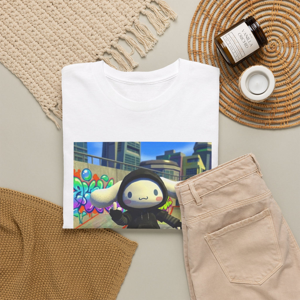 Edgy Cinnamoroll Skater Flipping Off Tee