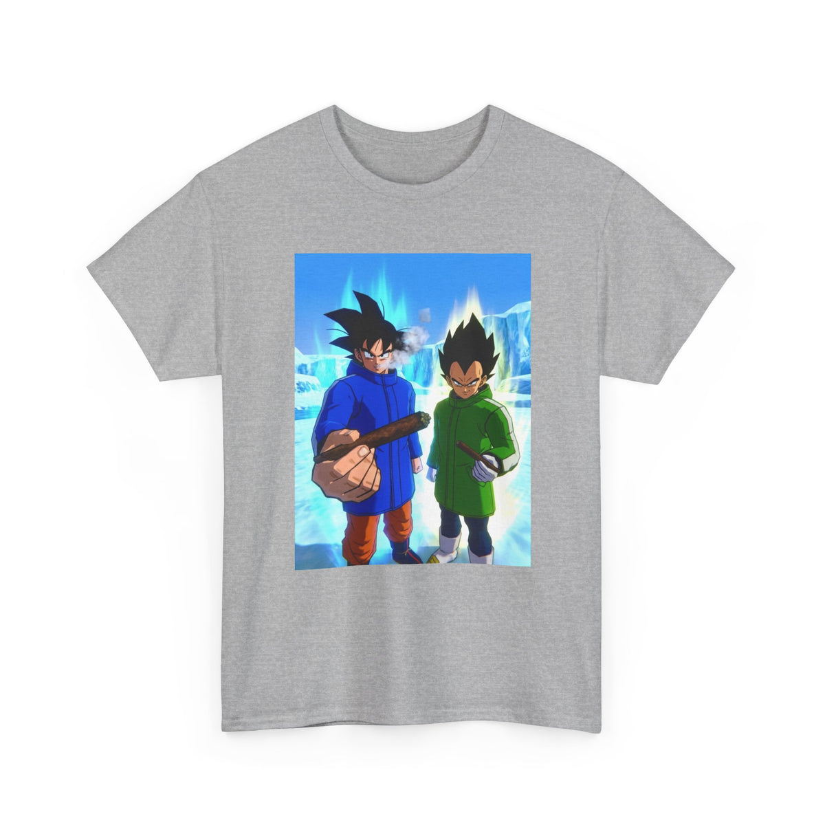 Goku And Vegeta Smoking In Snowy Scene Tee