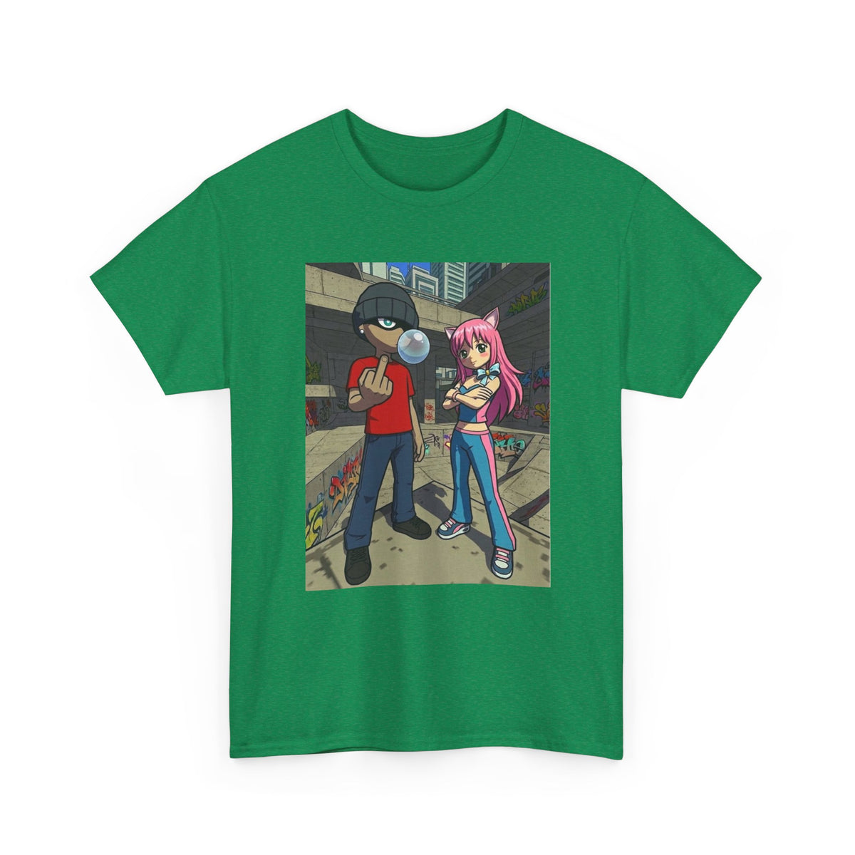 Skater Punk And Kitty Girl In Skater Park Tee