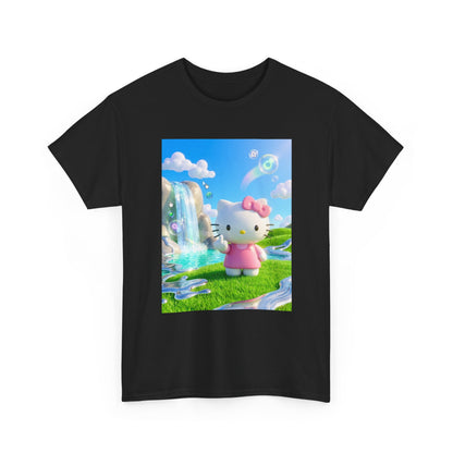 Kitty Flips The Bird In Dreamy Landscape Tee