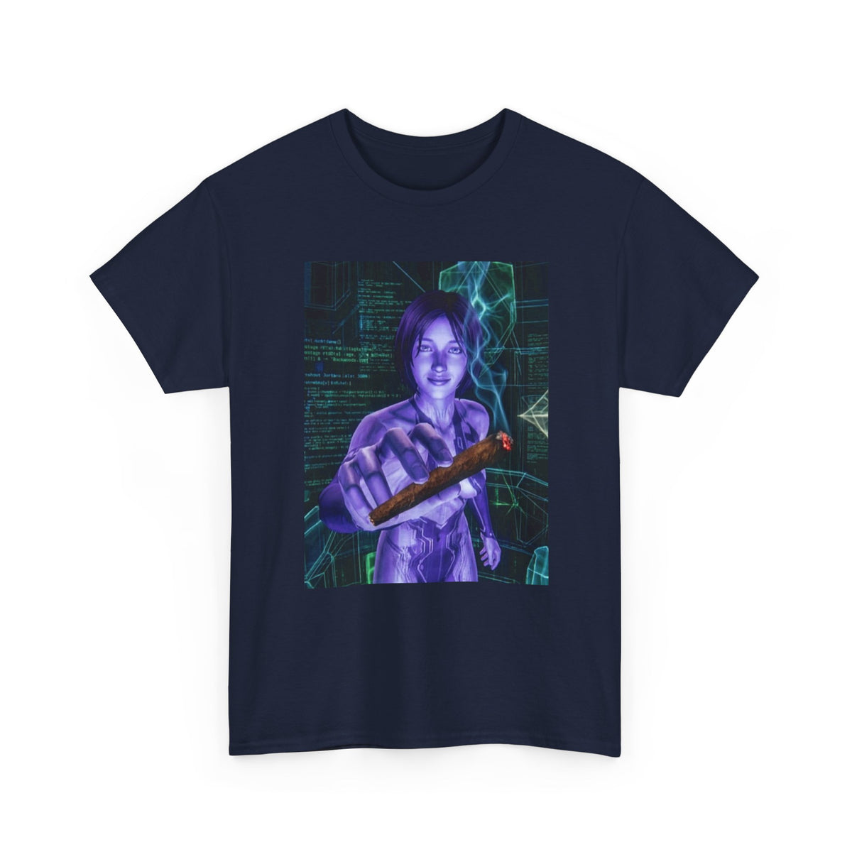 AI Cyber Girl Offering Blunt Tee