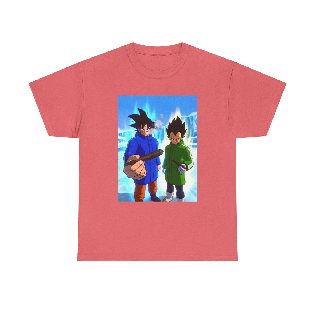 Goku And Vegeta Smoking In Snowy Scene Tee