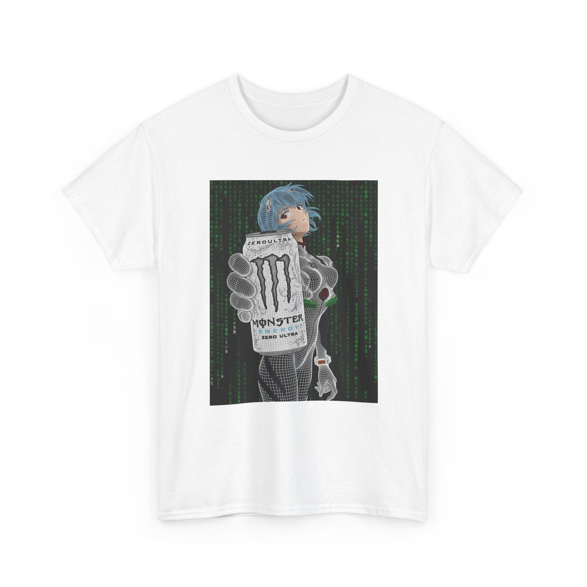 Rei Ayanami Holding Monster Energy Wireframe Tee