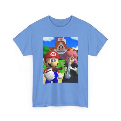 Mario and Peach Puffing Outside Castle