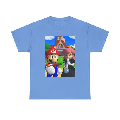 Mario and Peach Puffing Outside Castle