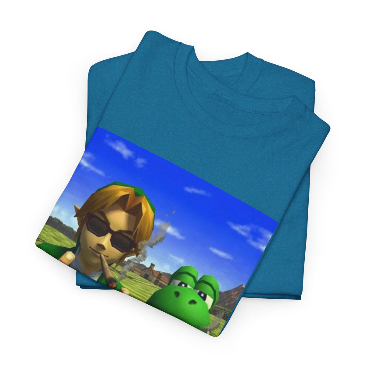 Link And Yoshi Flipping Off The World Tee