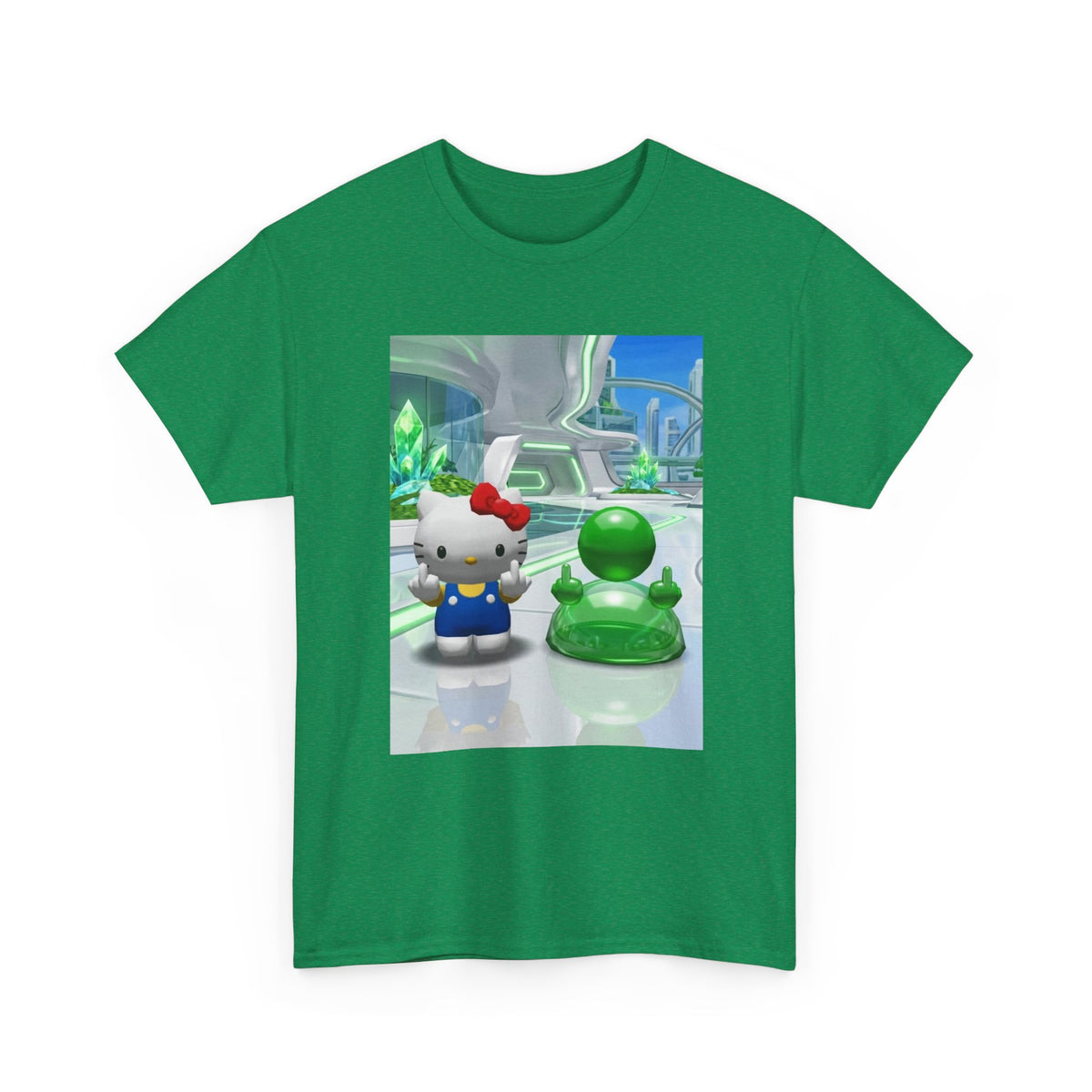 Hello Kitty And Green Blob Flipping The Bird