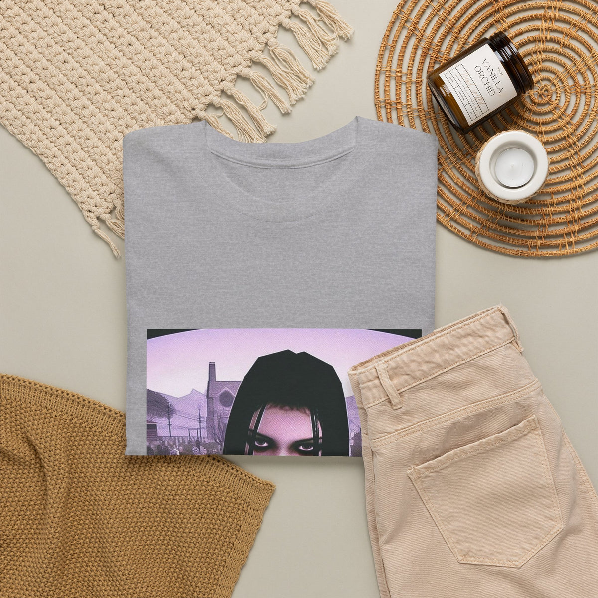 Goth Girl Smoking In Cemetery Tee (Design 17)