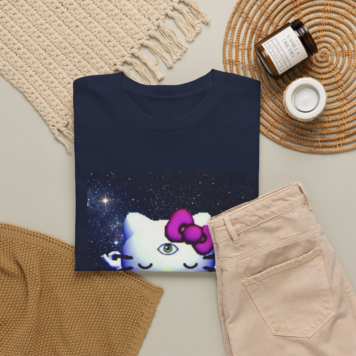 Third Eye Kitty Meditating In Space Tee