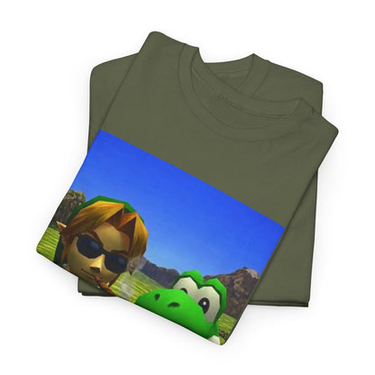 Link And Yoshi Smoking With Attitude Tee