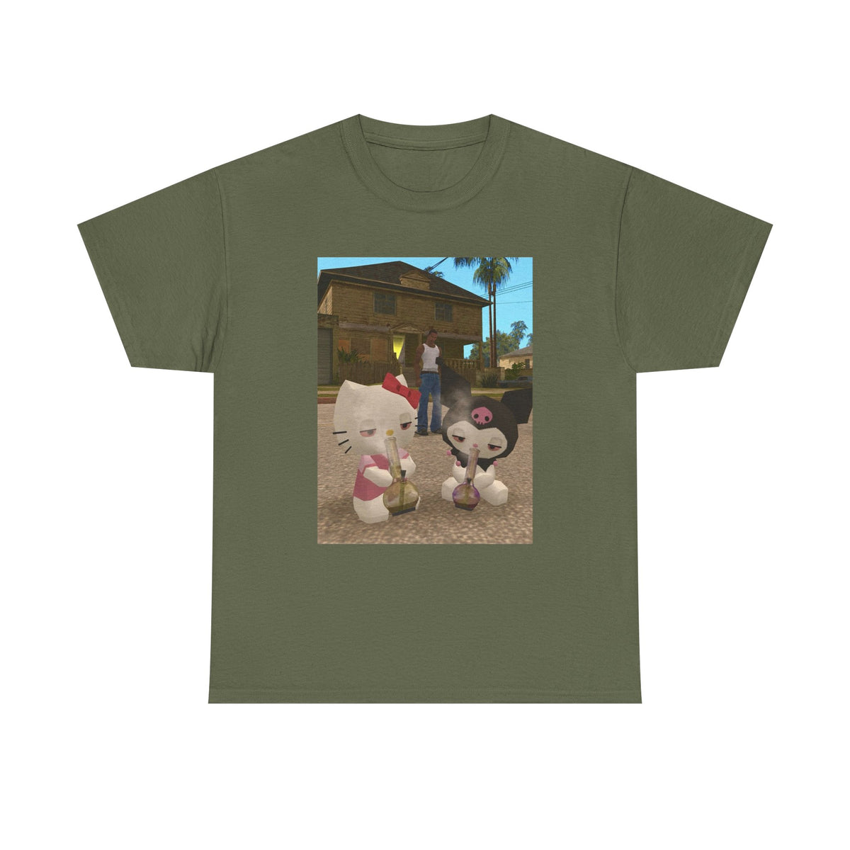 CJ And High Sanrio Characters In Grove Street Tee