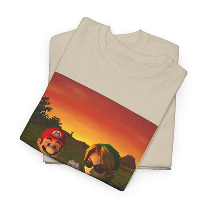 Mario and Link Chilling by Campfire