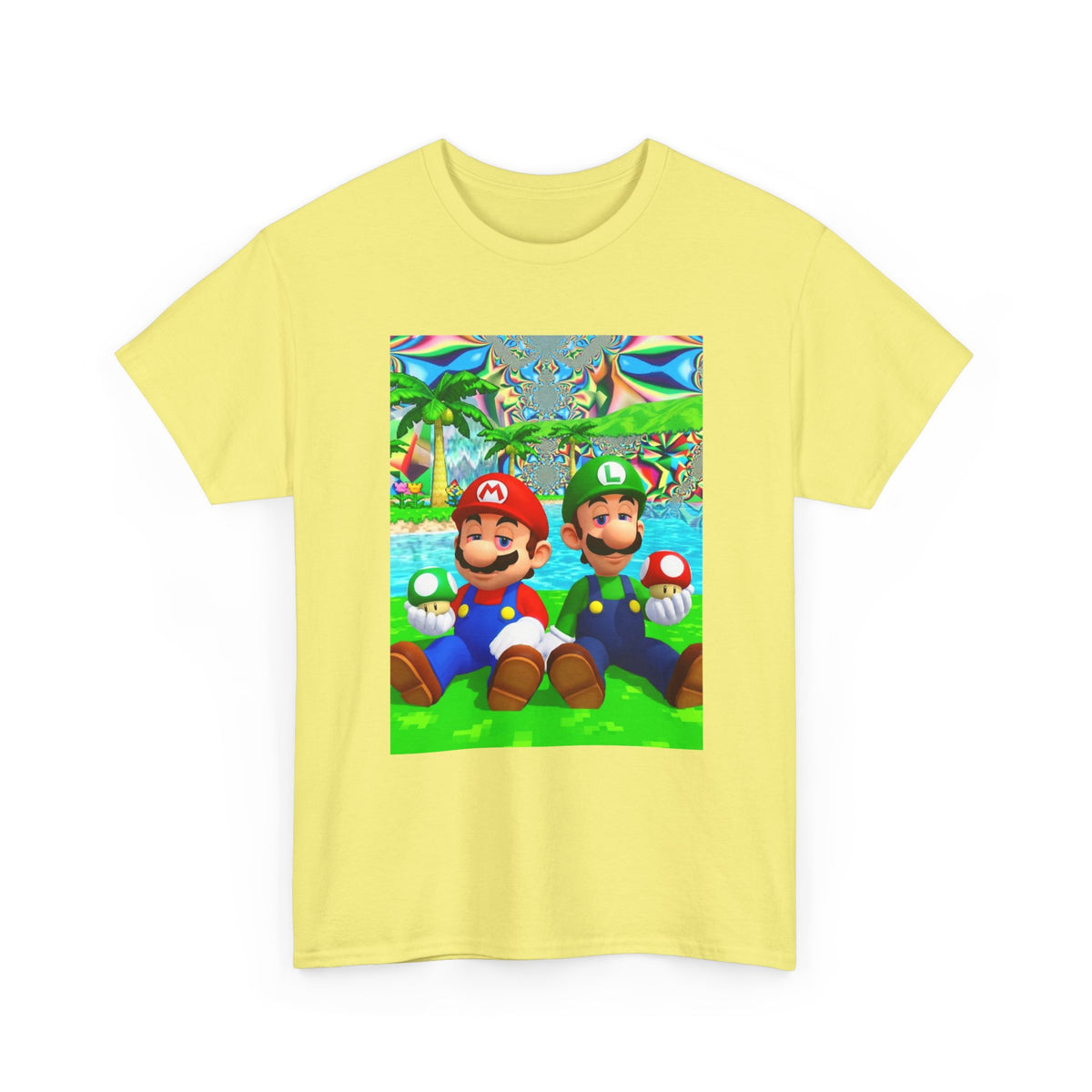 Mellow Mario And Luigi With Mushrooms Tee