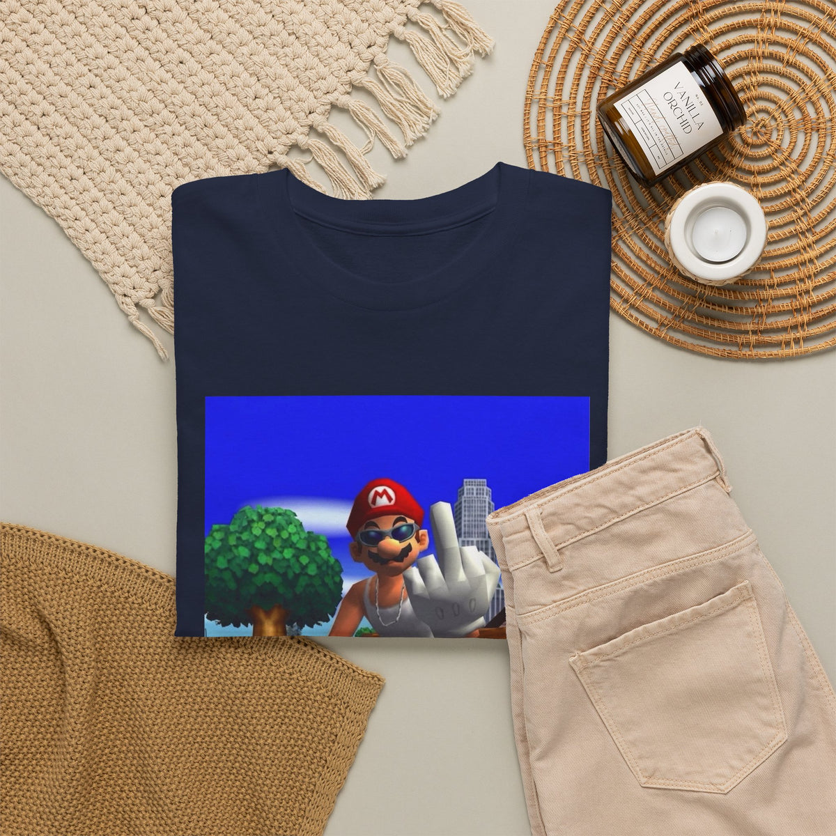 Thug Mario Flipping The Bird Tee